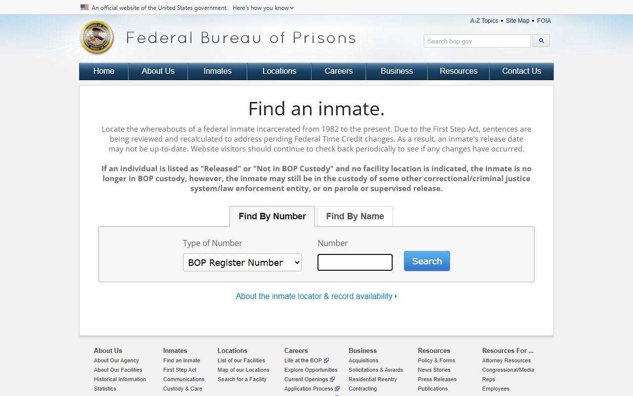 Federal Bureau of Prisons inmate locator for Worcester County released inmates in federal custody